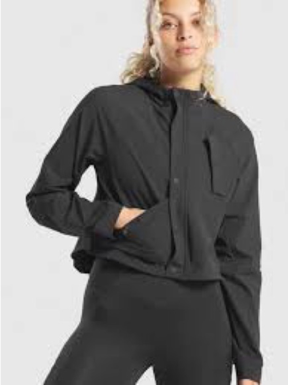 Gymshark Woven Jacket black cropped button down size small